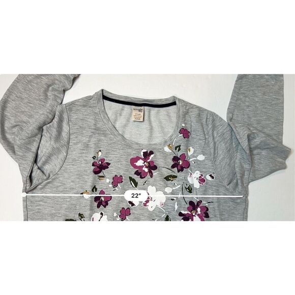 Terra & Sky Floral Graphic Gray Tunic Sweatshirt Minimalist Demure sz 0X (14W) - Picture 5 of 9